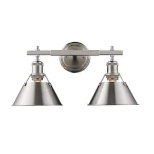 Orwell PW 2-Light Pewter Bath Light with Pewter Shade