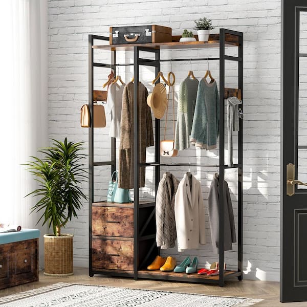 Hanging Closet Organizer, Adjustable Height Clothes Stand Rack