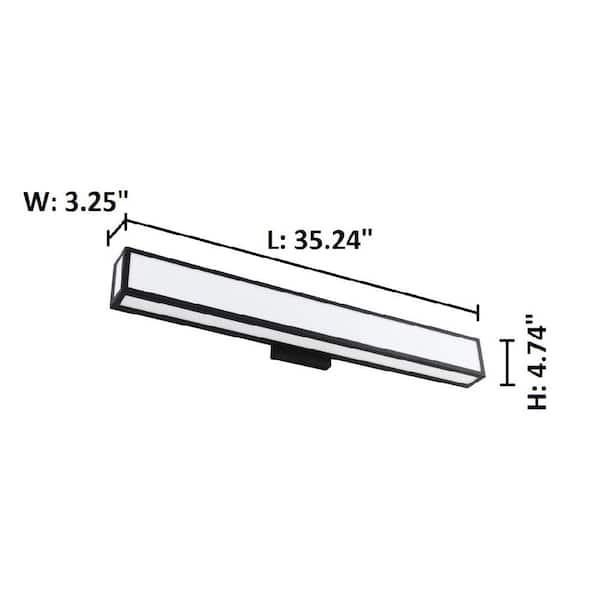 Maska 39-Watt Matte Black Dimmable Integrated LED Vanity Light with White Shade