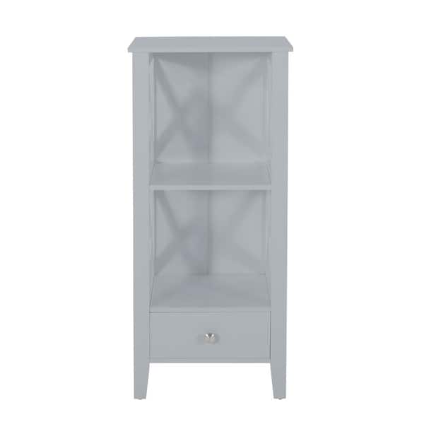 15.75 in. W x 12.50 in. D x 36.50 in. H Gray Linen Cabinet with 1-Drawer