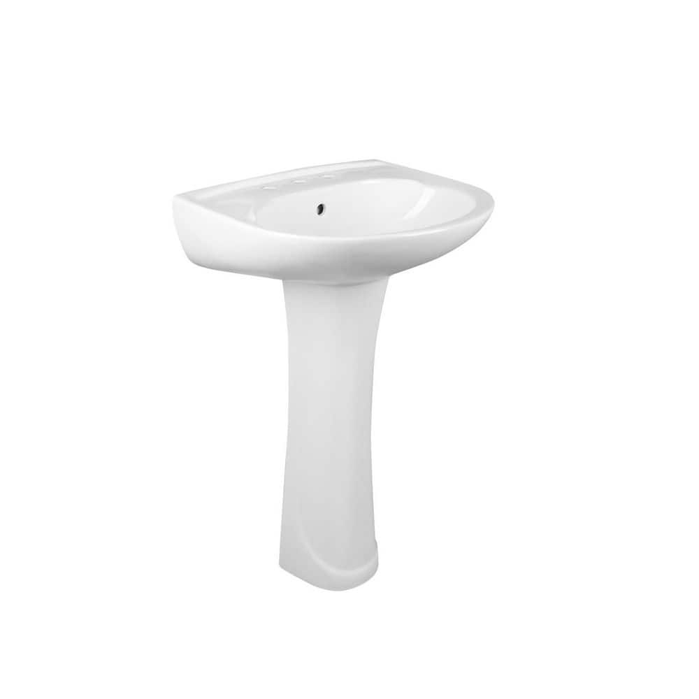 22.05 in. x 18.50 in. Pedestal Bathroom Sink in White Vitreous China with Single Faucet Hole and Overflow price history on PriceWatchPro