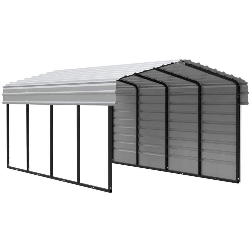 ARROW 10 ft. W x 20 ft. D x 7 ft. H Eggshell Galvanized Steel Carport with 1-Side Wall Kit (CPH102007ECL1)