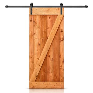 Z Bar Series 24 in. x 84 in. Pre-Assembled Red Walnut Stained Wood Interior Sliding Barn Door with Hardware Kit