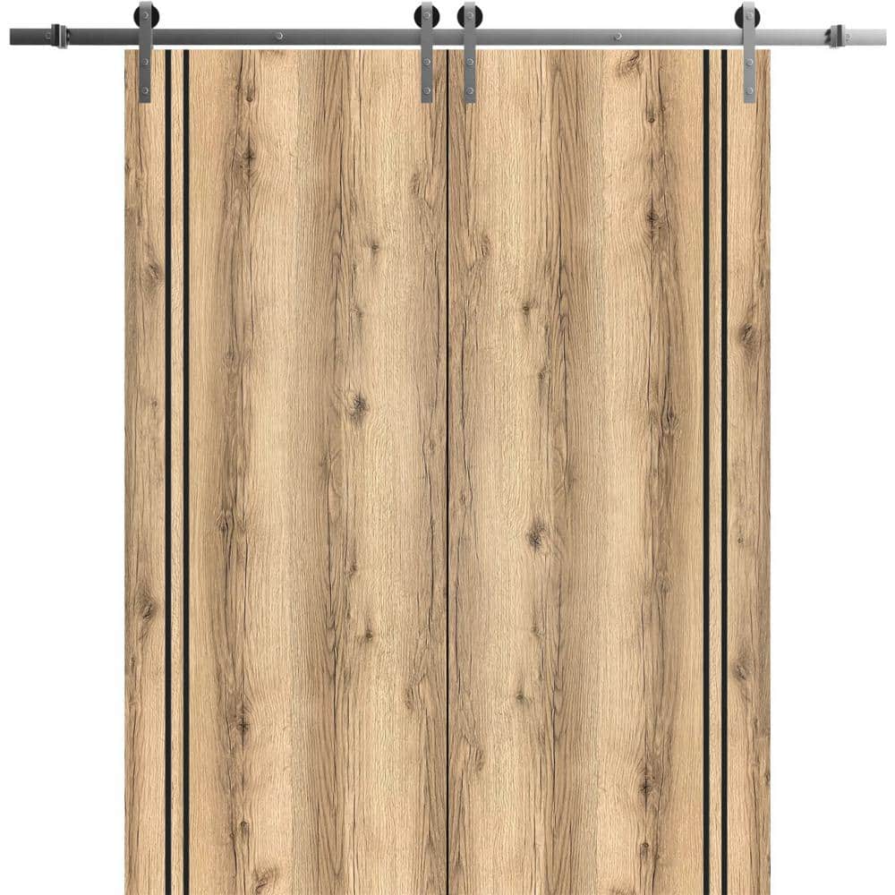 Assemble Required 30 in. x 84 in. 2-Panel Oak Solid Wood with Honeycomb Sliding Barn Door with Hardware Kit price history on PriceWatchPro