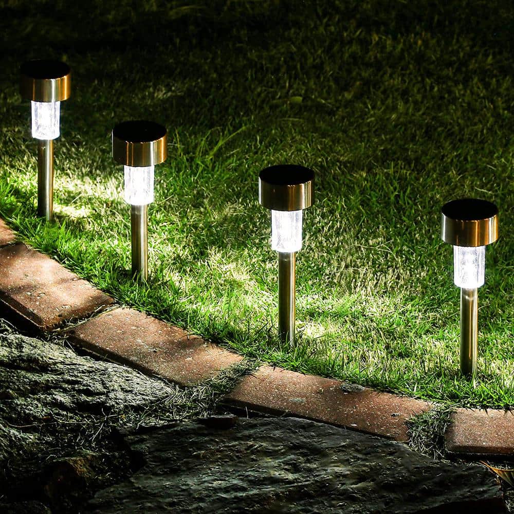 16 Pack Stainless Steel Solar Pathway Lights for Outdoor Use