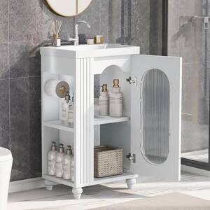 33 in. H White Solid Wood Bathroom Storage Cabinet with Sink