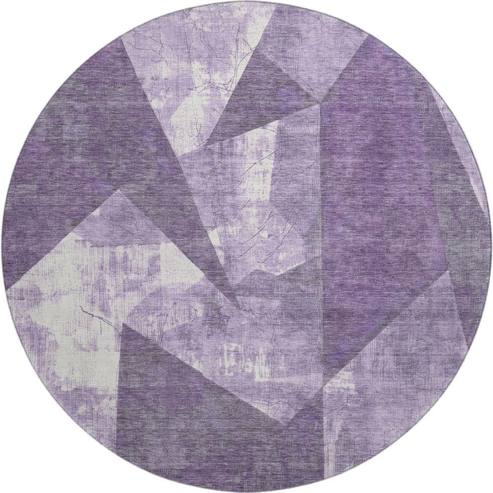 Mayfield Premium Machine Washable Abstract AMF1838 Purple 8 ft. x 8 ft. Round Rug price history on PriceWatchPro