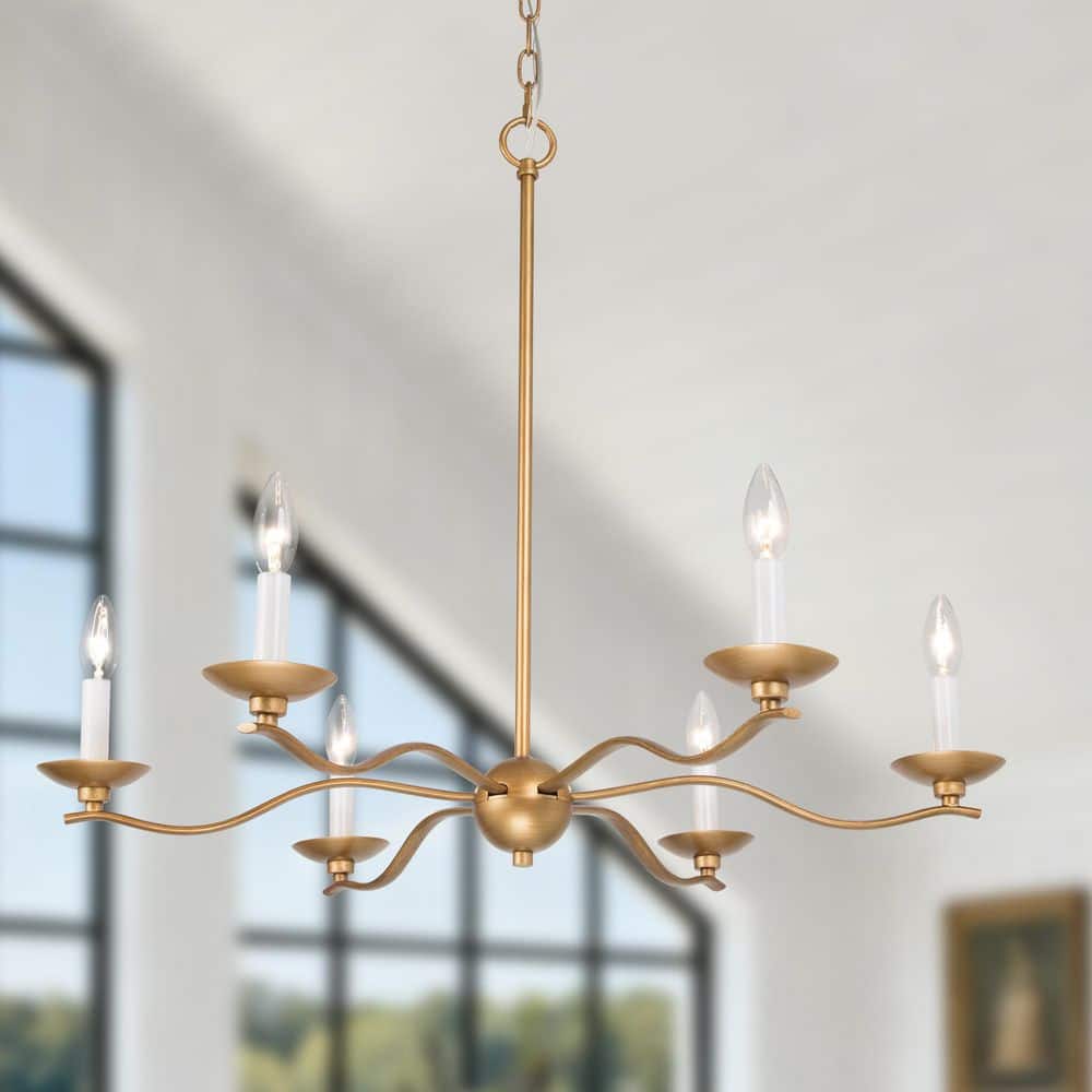 Modern Farmhouse Chandelier Nova 30 in. 6- -Light Gold Island Modern Farmhouse Chandelier price history on PriceWatchPro