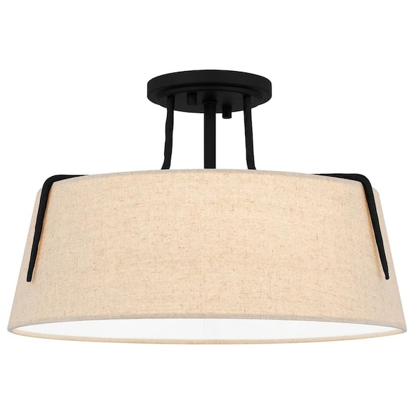 Quoizel Leona 16 in. 3-Light Matte Black Semi-Flush Mount