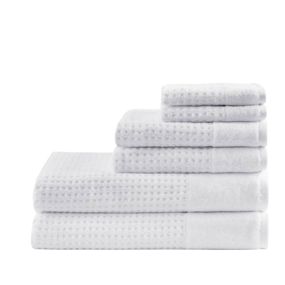 White Cotton Quick-Dry 6-Piece Towel Set