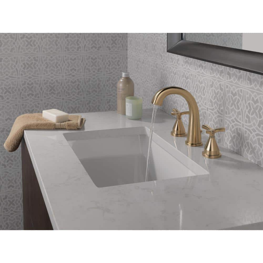 Elegant Champagne Bronze Widespread Bathroom Faucet with Diamond Seal Technology
