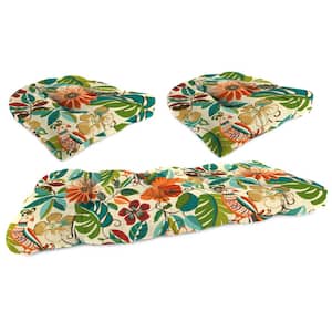 44 in. L x 18 in. W x 4 in. T Lensing Jungle Outdoor Rectangular Wicker Cushion Set with 1 Bench and 2 Seat Cushions