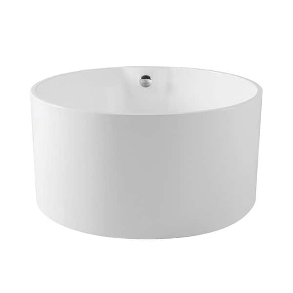 Kingston Brass Aqua Eden 45 in. x 45 in. Acrylic Freestanding Soaking Bathtub in White with Drain