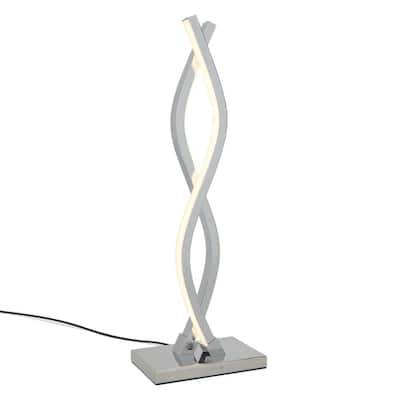 Wave 18 in. Chrome Modern Dimmable Table Lamp for Bedroom