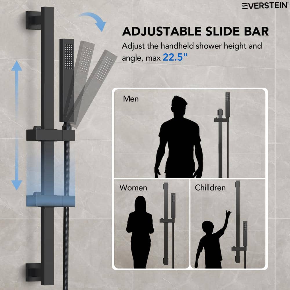 Matte Black Dual Shower Head System with Adjustable Handheld