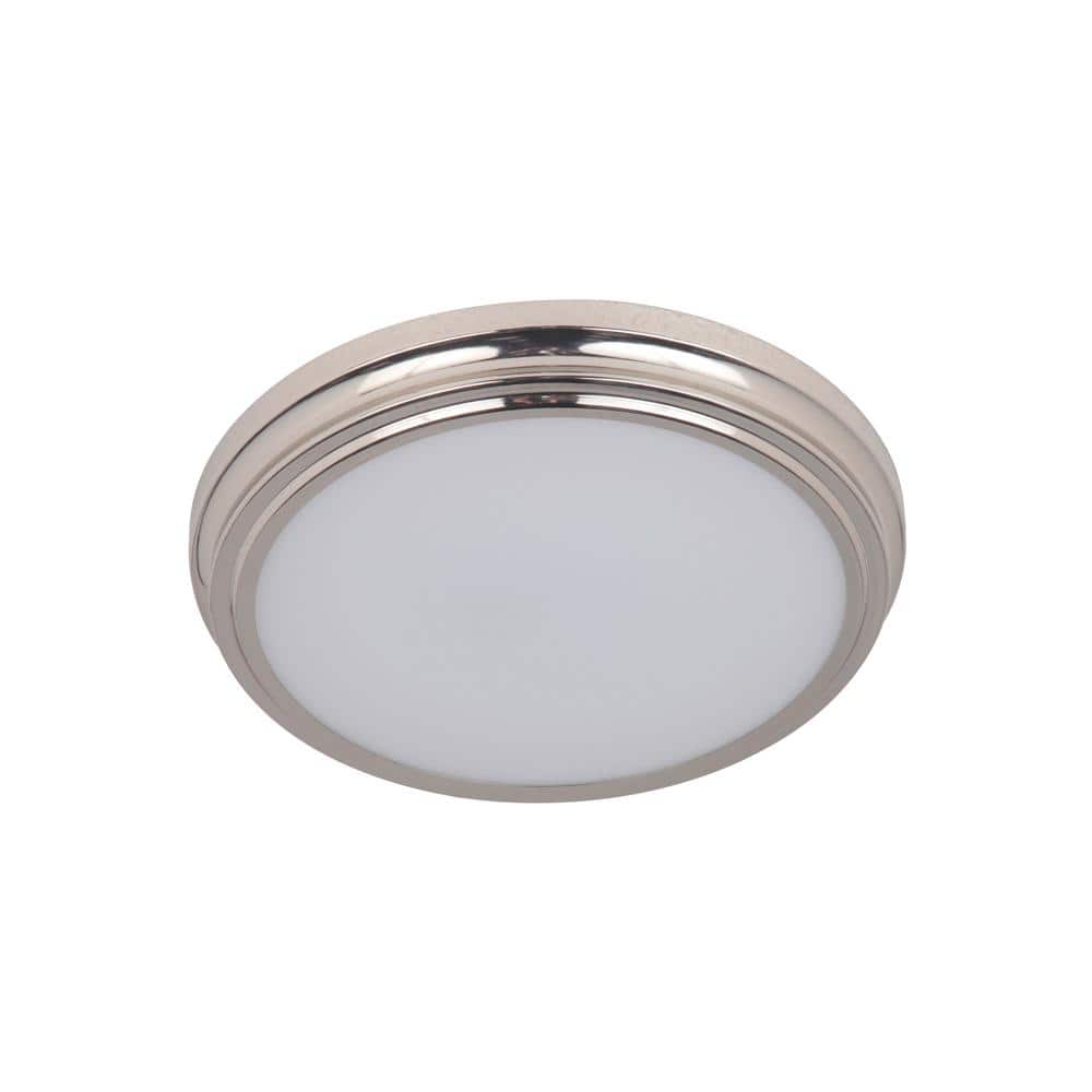 Brushed Polished Nickel LED Flush Mount Ceiling Light with Frosted Glass Shade