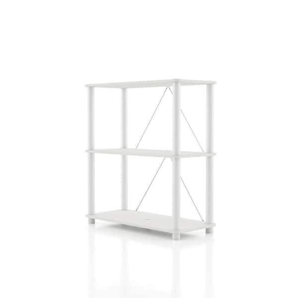 Quincy 30.1 in. Tall White Engineered Wood Wide 3-Shelf Modular Bookcase With Support Rods