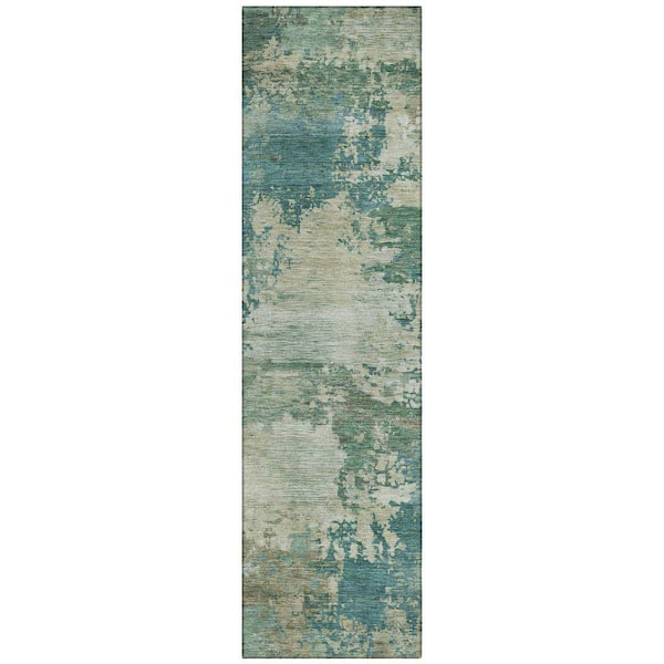 Chantille Machine Washable Indoor/Outdoor Abstract ACN2067 Teal 2 ft. 3 in. x 7 ft. 6 in. Runner Rug
