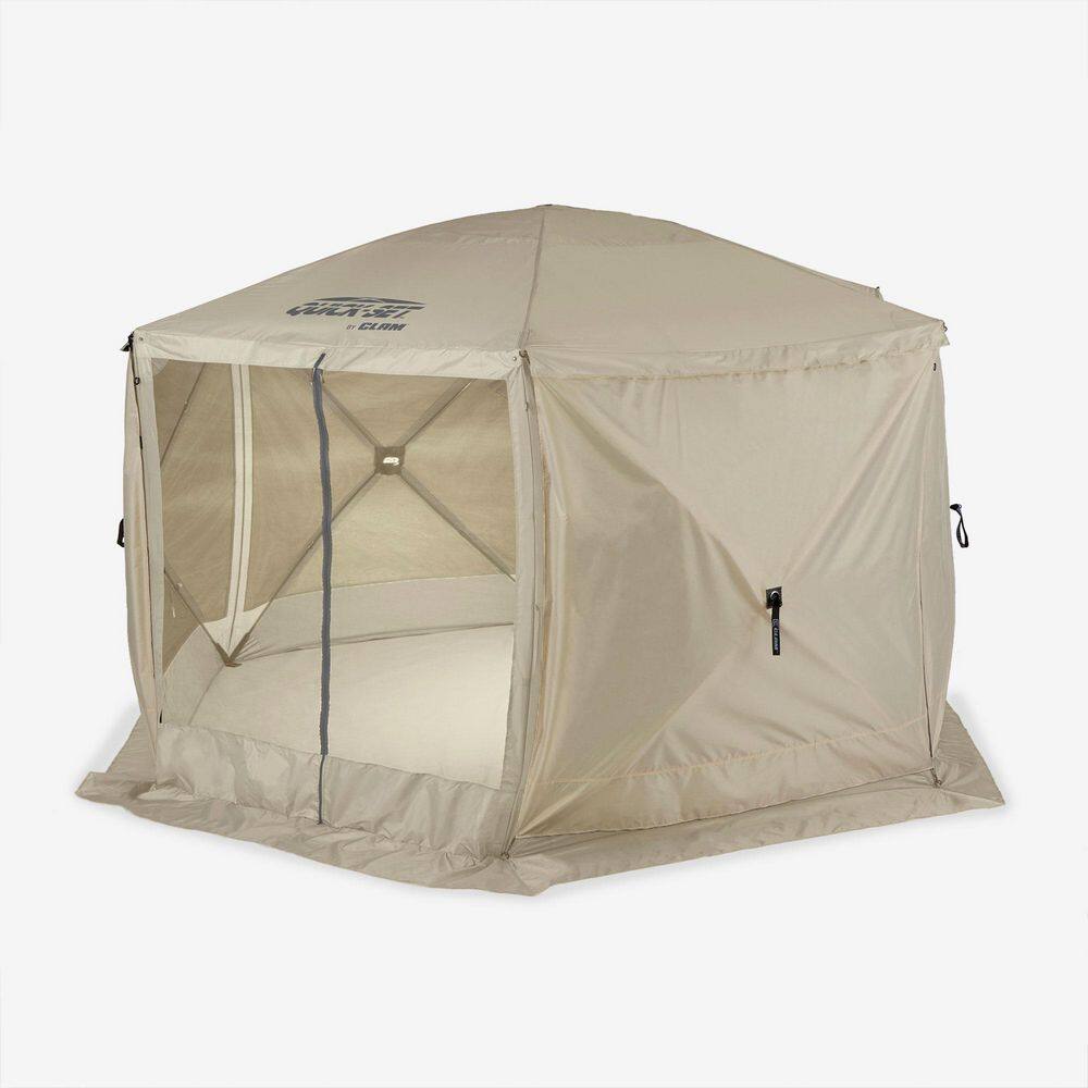 Quick-Set Tan Portable Outdoor Camp Shelter with Wind Panels