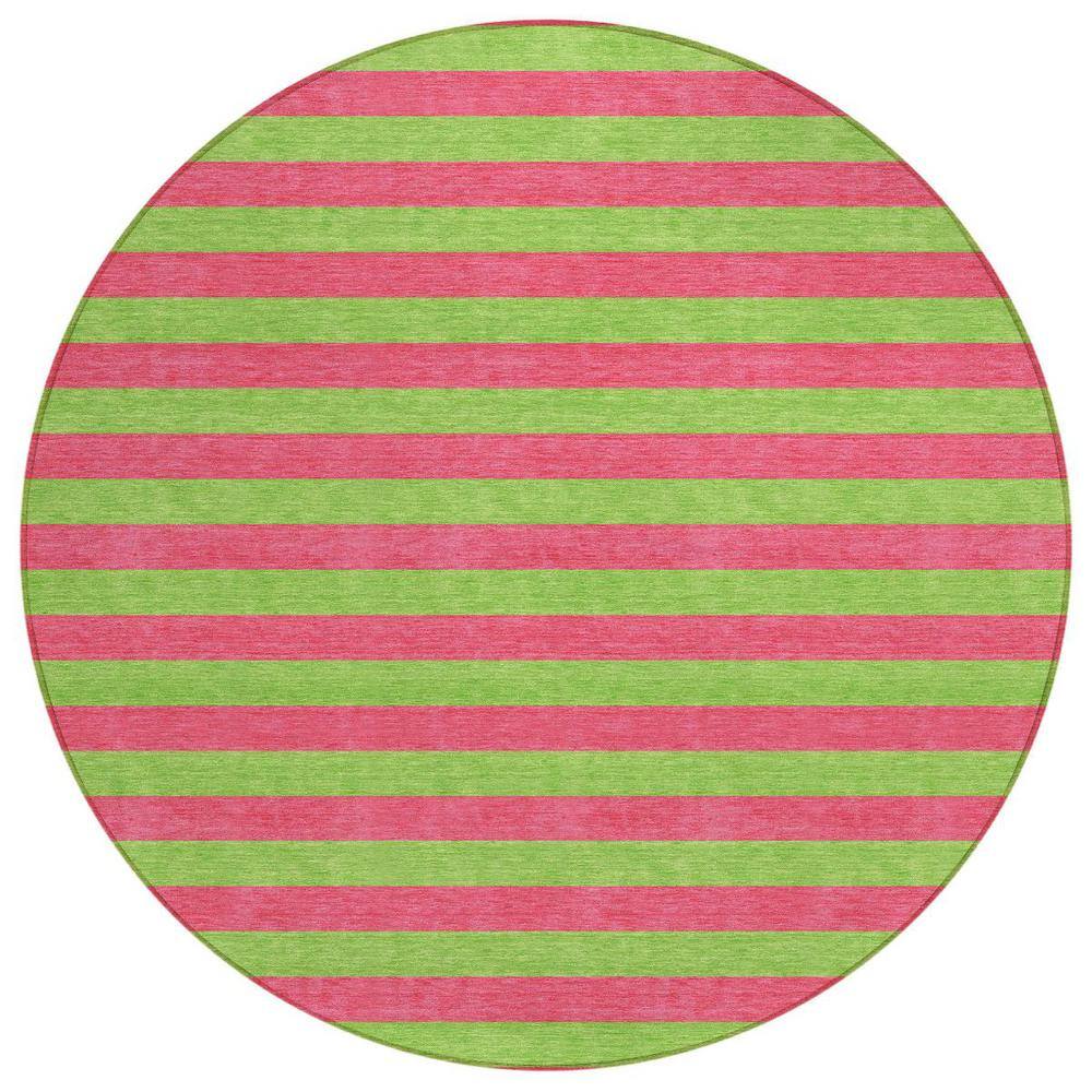 Green and Red 8 ft. Round Woven Striped Polyester Round Indoor/Outdoor Area Rug price history on PriceWatchPro