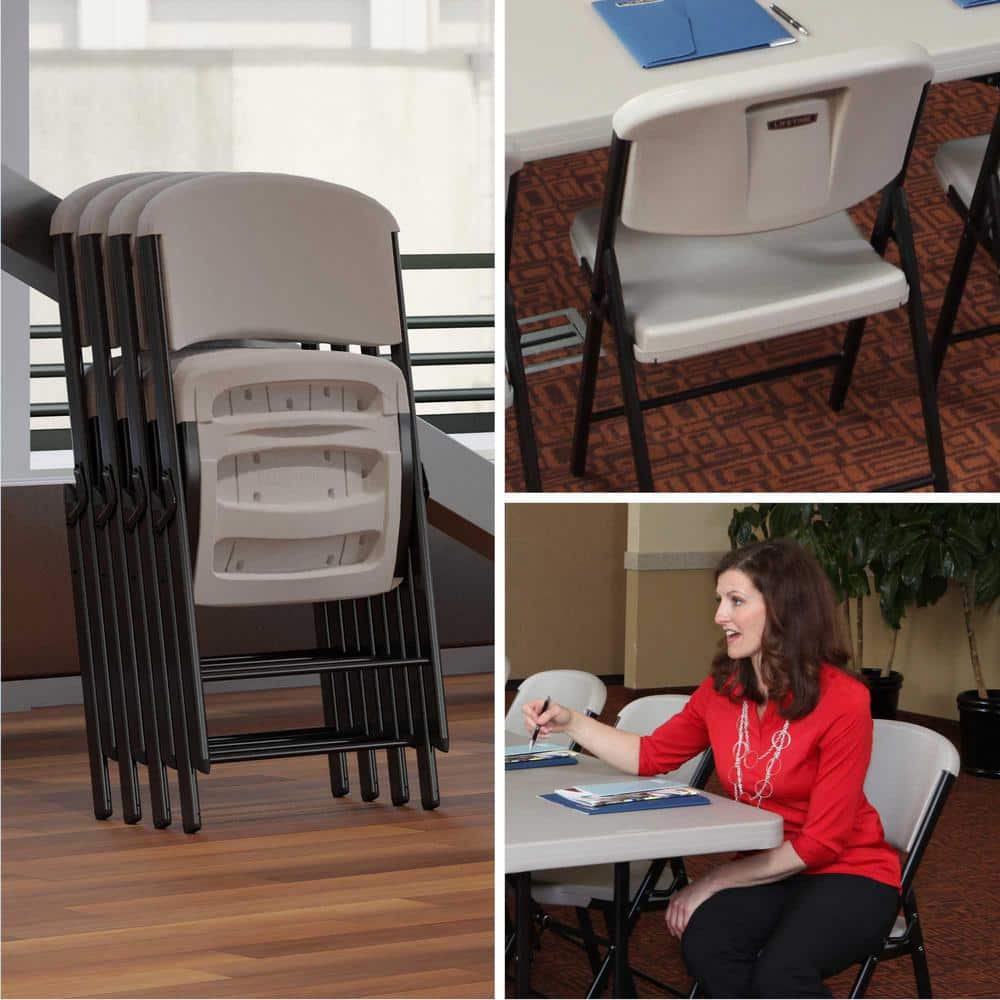 Putty Polyethylene and Steel Indoor/Outdoor Folding Chair Set