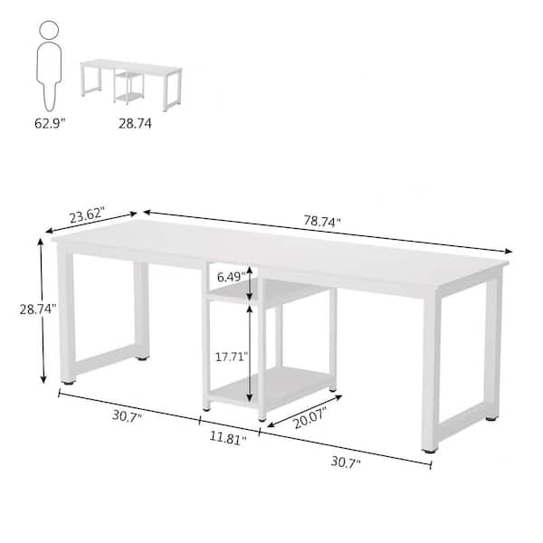 78 inch white deals desk