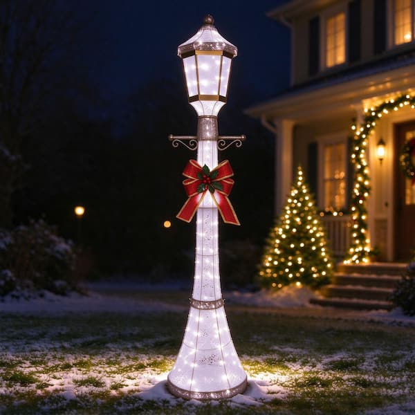 VEIKOUS 6 ft. 3D Post Light Outdoor Christmas Holiday Yard Decoration Cool White LED
