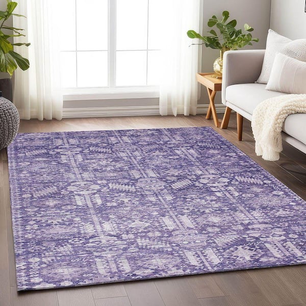 Chantille Machine Washable Indoor/Outdoor Abstract ACN1771 Purple 5 ft. x 7 ft. 6 in. Area Rug