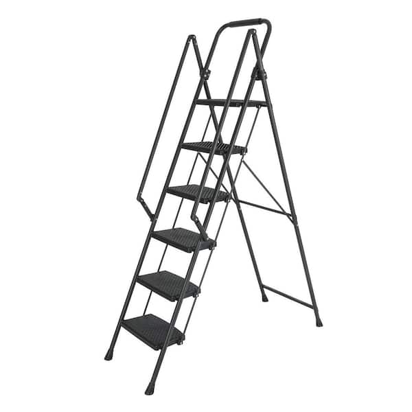 6-Step 12 ft. Reach Steel Step Stool, 500 lbs. Load Capacity