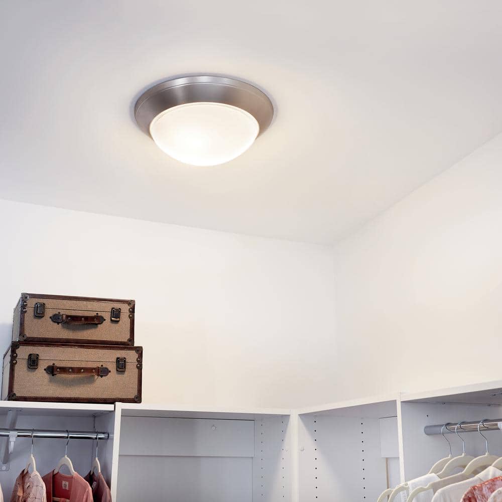 Sleek Brushed Nickel 16.5" Flush Mount with Satin Etched Glass