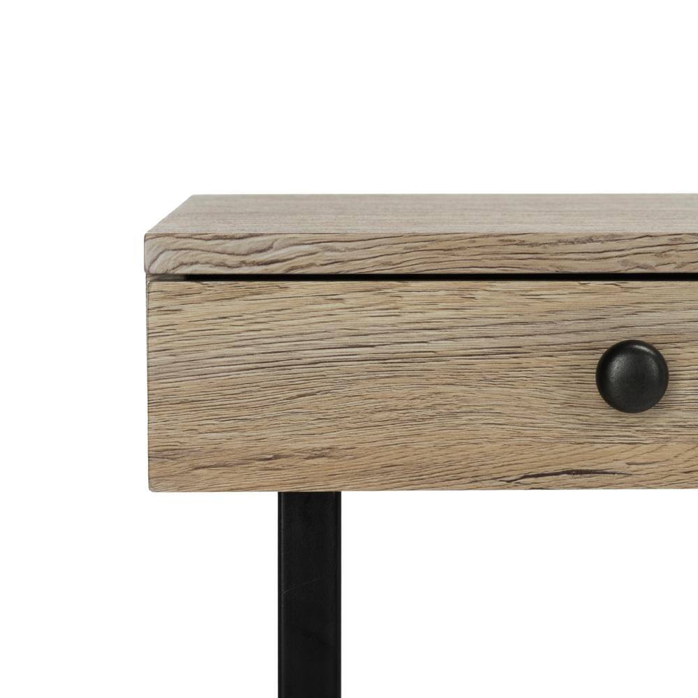 Transitional Black and Oak 3-Drawer Home Office Desk