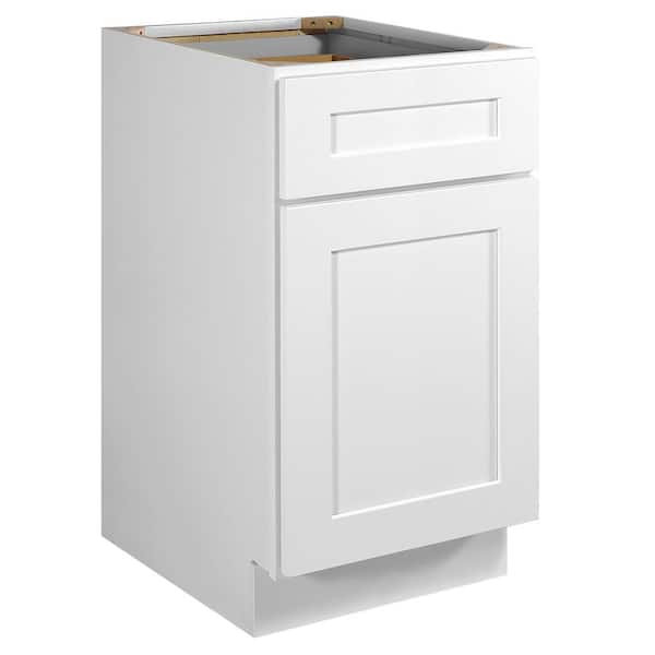 Brookings Solid Wood Assembled Shaker 18 in. x 34.5 in. x 24 in. 1 Door 1 Drawer Base Kitchen Cabinet B18 in White