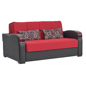 Daydream Collection Convertible 67 in. Red Polyester 2-Seater Loveseat with Storage