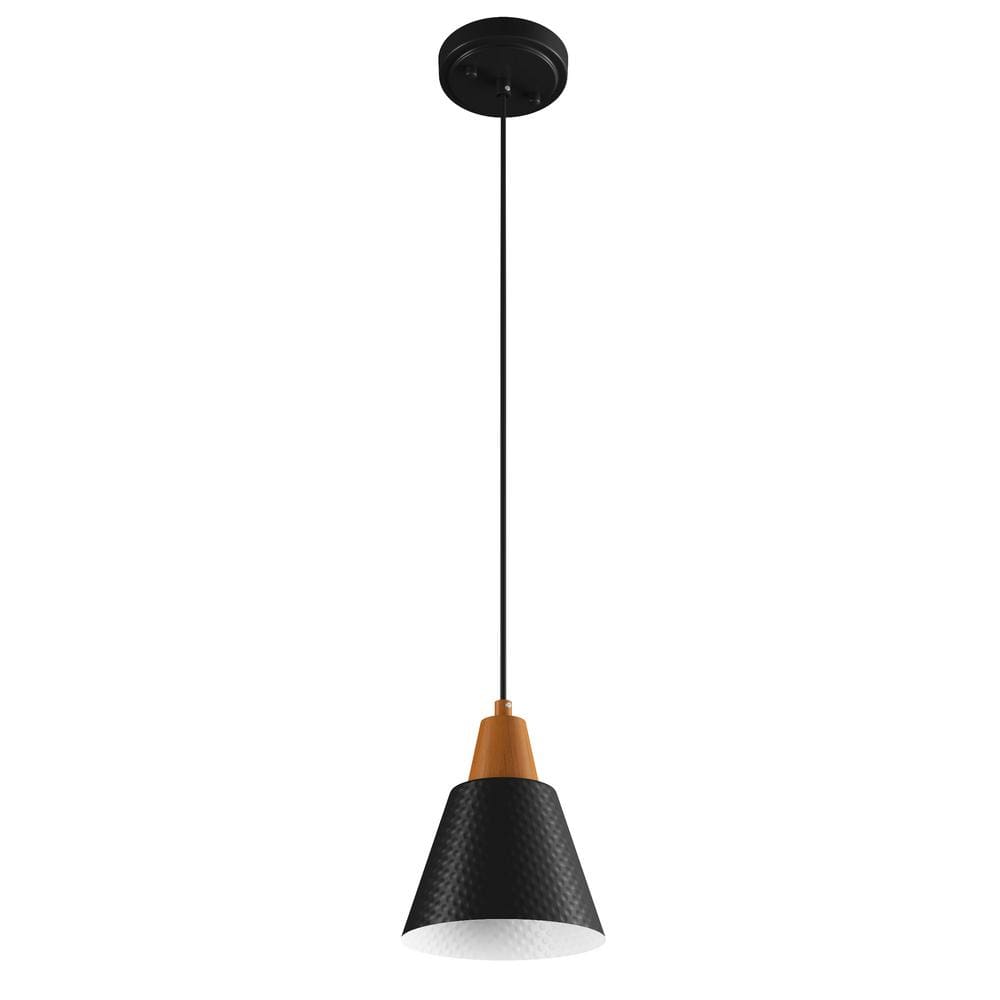1-Light Black Vintage Pendant Light Adjustable Ceiling Hanging Lights with 