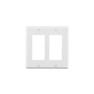2-Gang Decorator/Rocker Plastic Wall Plate With Screw, White (10-Pack)