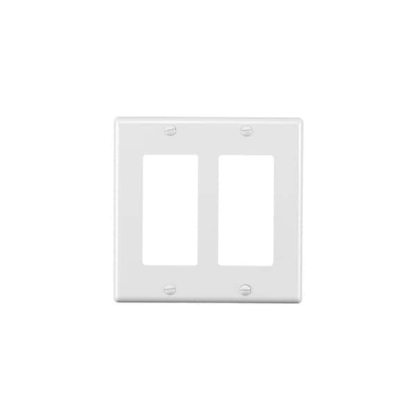 RUN BISON 2-Gang Decorator/Rocker Plastic Wall Plate With Screw, White (10-Pack)