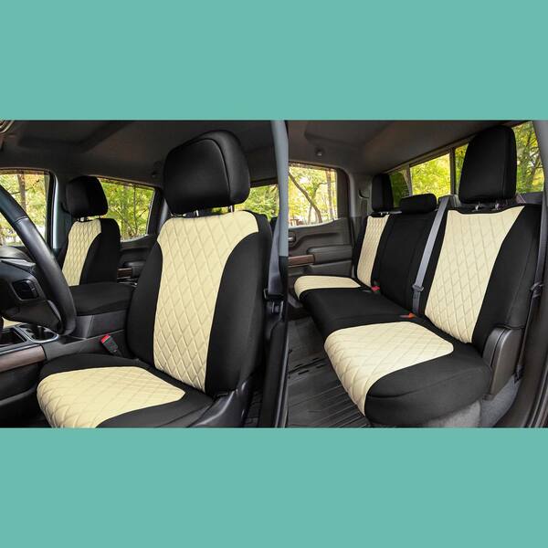 Fh Group Neoprene Custom Fit Seat Covers For 2019 2022 Gmc Sierra 1500 2500hd 3500hd Base To Sle Dmcm5009beige Full - Global Automotive Accessories Neoprene Seat Covers