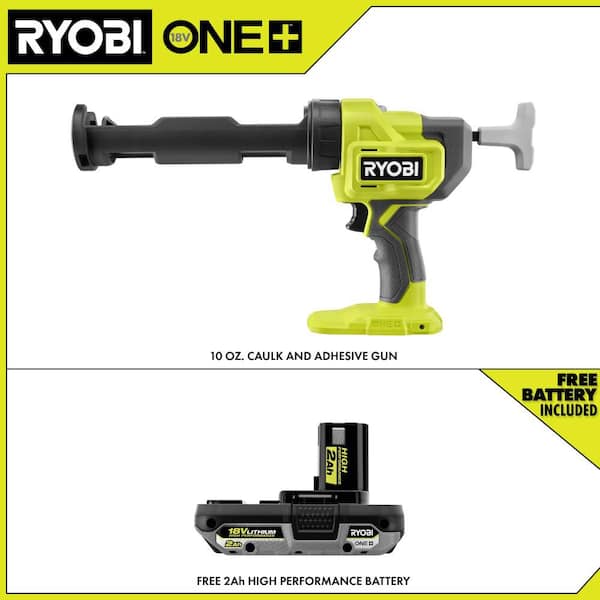 ONE+ 18V Cordless 10 oz. Caulk & Adhesive Gun with ONE+ 18V 2.0 Ah Lithium-Ion HIGH PERFORMANCE Battery