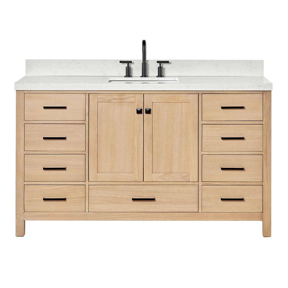 Cambridge 60.25'' Oak Single Sink Vanity with Quartz Top