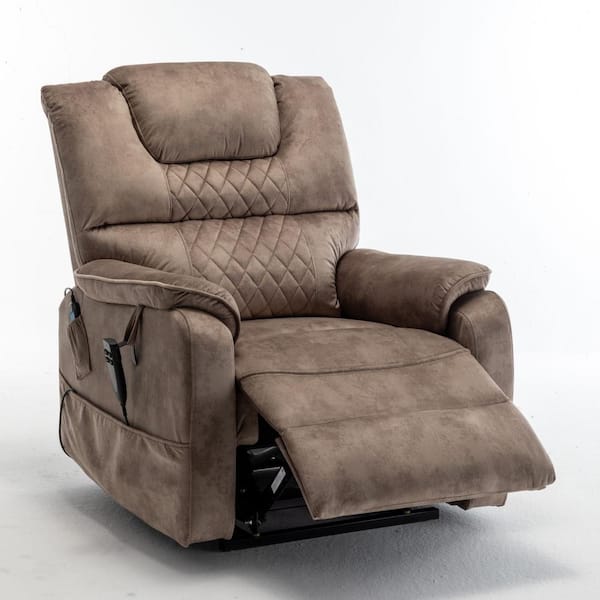 J E Home Faux Leather lift electric Recliner in Brown GD