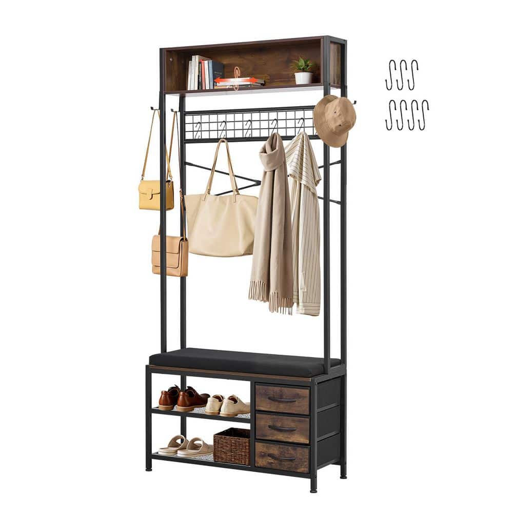 Hall Tree, 70.9 in. Coat Rack with Shoe Bench & 3 Drawers, 3-in-1 Freestanding Shoe Rack Storage Organizer, 2025 update price history on PriceWatchPro