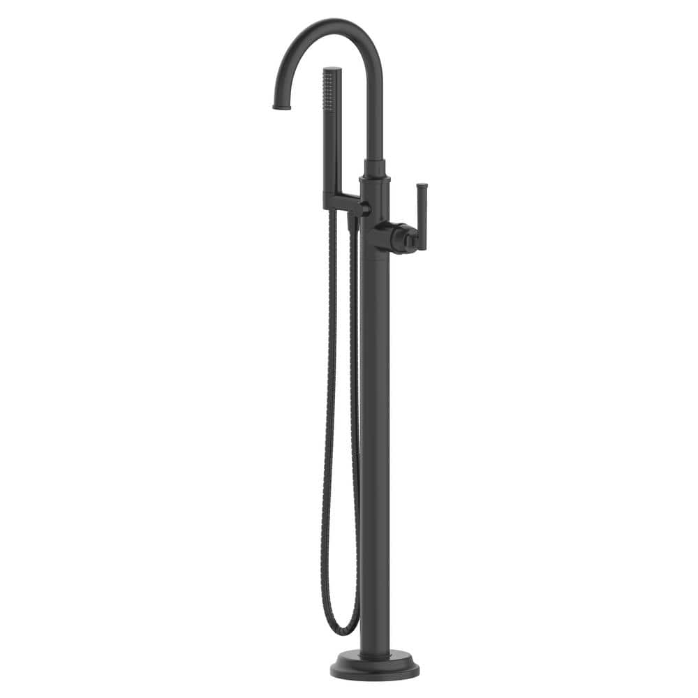 Glacier Bay Oswell Single-Handle Freestanding Tub Faucet Floor Mounted with Handheld Hand Shower in Matte Black