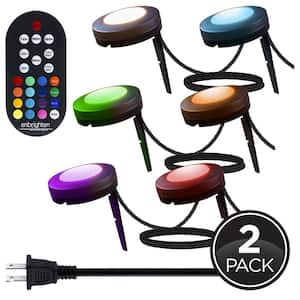 Seasons Plug-In Oil-Rubbed Bronze LED Color Changing Path Light with 2 ft. Spacing (2-Pack)