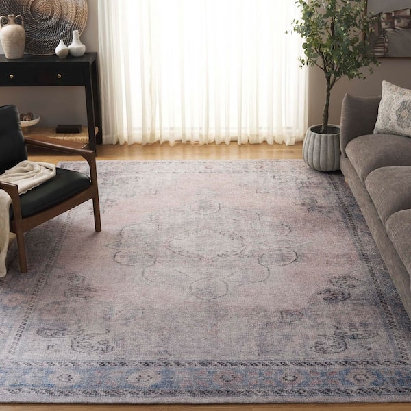 Classic Vintage 9 ft. x 12 ft. Gray/Beige Distressed Traditional Medallion Area Rug
