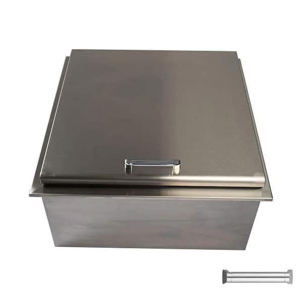 Signature 260 Series 25in. Stainless Steel Drop-in Ice Cooler Bucket + Drain Hole for Outdoor Kitchen Island Ice Storage