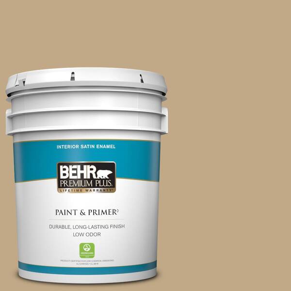 BEHR PREMIUM PLUS 5 gal. #T16-16 Symphony Gold Satin Enamel Low Odor Interior Paint & Primer