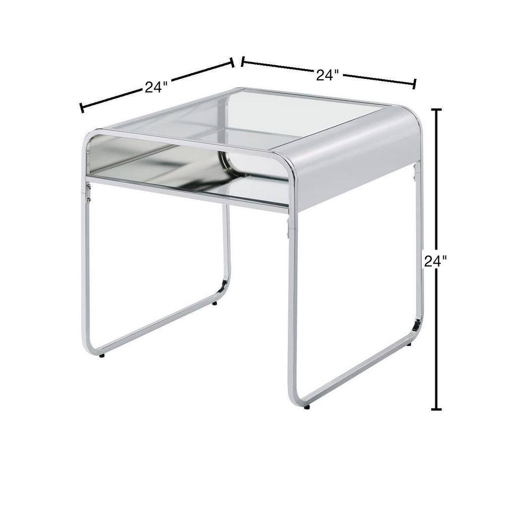 Mindry 24 in. Chrome Square Glass Top End Table - thumbnail 9