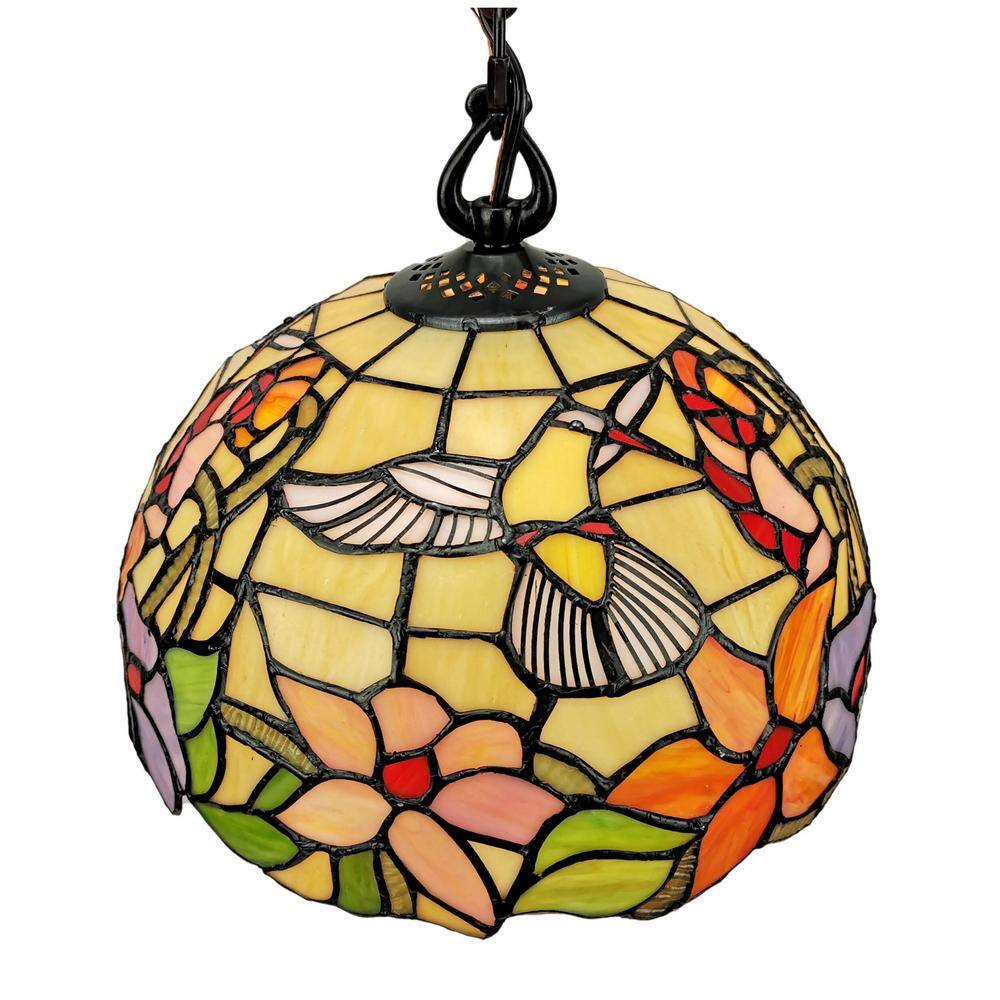 Vintage Tiffany Style 15" Brown Glass Pendant Lamp