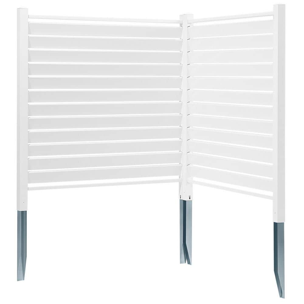 White 48" x 48" Vinyl Privacy Fence Panels with Galvanized Metal Stakes