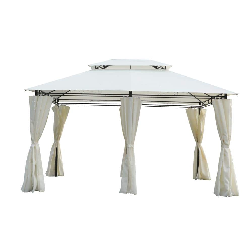 13x10' Outdoor Patio Gazebo Canopy Tent With Ventilated Double Roof And Detachable Curtain, for Lawn, Beige price history on PriceWatchPro